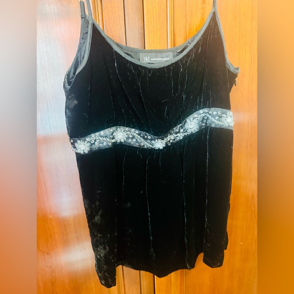 INC International Concepts Black Velvet Top